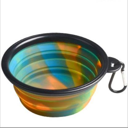 Camouflage silicone bowl foldable portable out pet supplies dog food bowl