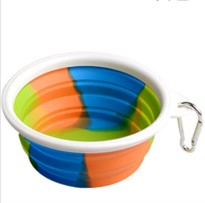 Camouflage silicone bowl foldable portable out pet supplies dog food bowl