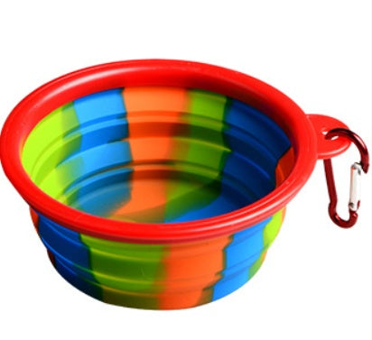 Camouflage silicone bowl foldable portable out pet supplies dog food bowl