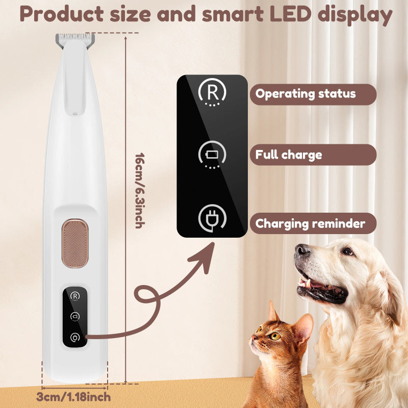 Waterproof Pet Hair Trimmer with LED Display and Wide Blade for Grooming