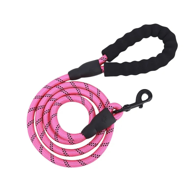 Reflective Rope Leash for Large Dogs: Durable, Strong Traction, Round Nylon Lead