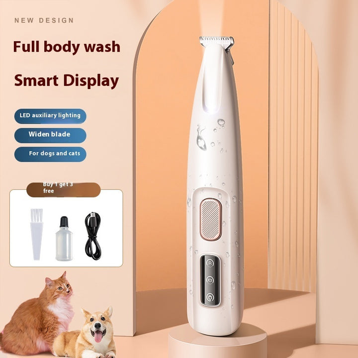 Waterproof Pet Hair Trimmer with LED Display and Wide Blade for Grooming